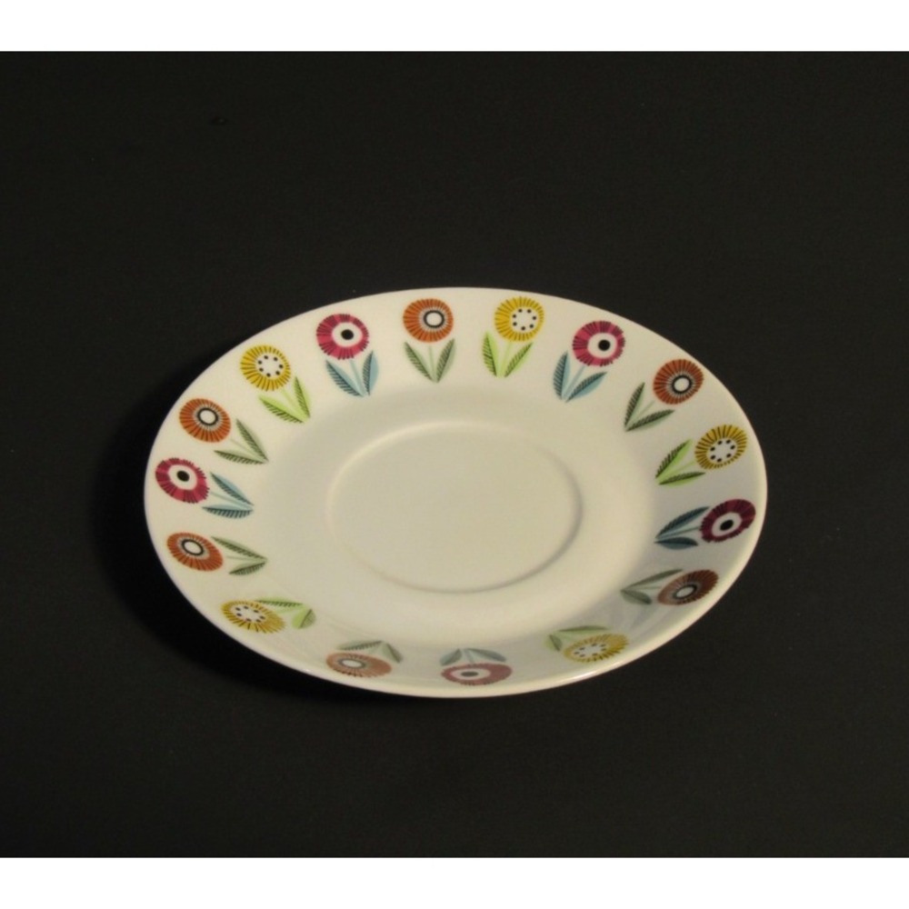 Upsala-Ekeby Karlskrona Sweden Saucer Mid-Century Modern Floral Daisy 6 inch